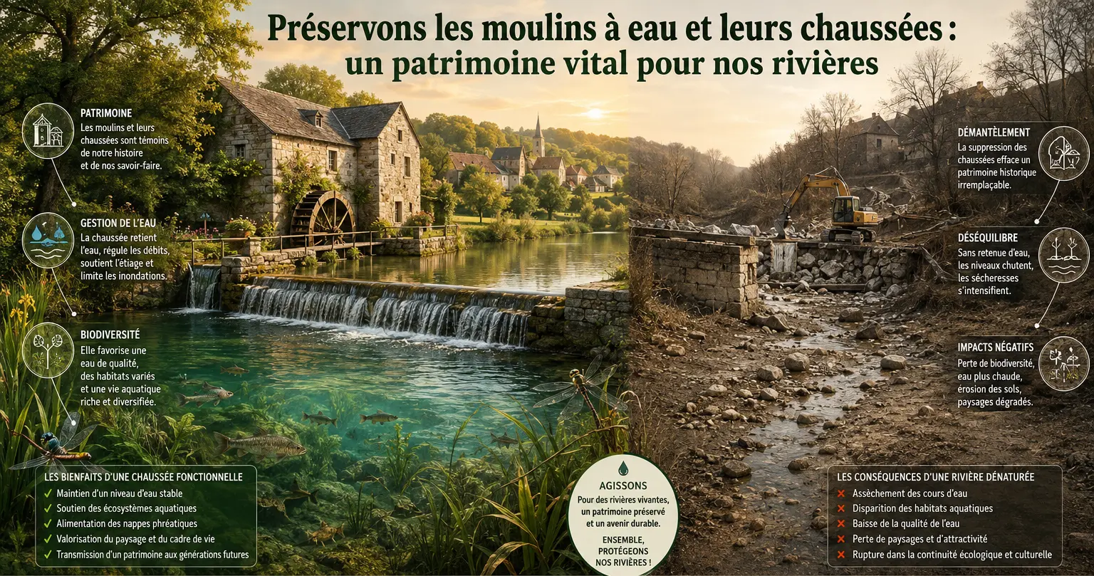 Préservons les moulins à eau et leurs chaussées